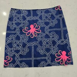 Melly M Womens Navy Blue Pink Octopus Rope Print Mini Skirt Size 12 Made in USA